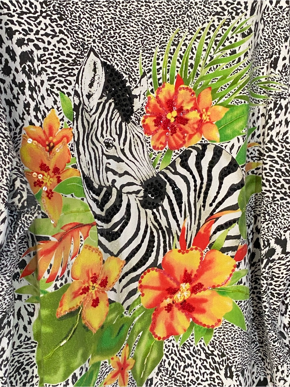 Nancy Bolen Beaded Zebra Top M Art to Wear Maximalist Statement Artsy - Picture 3 of 9